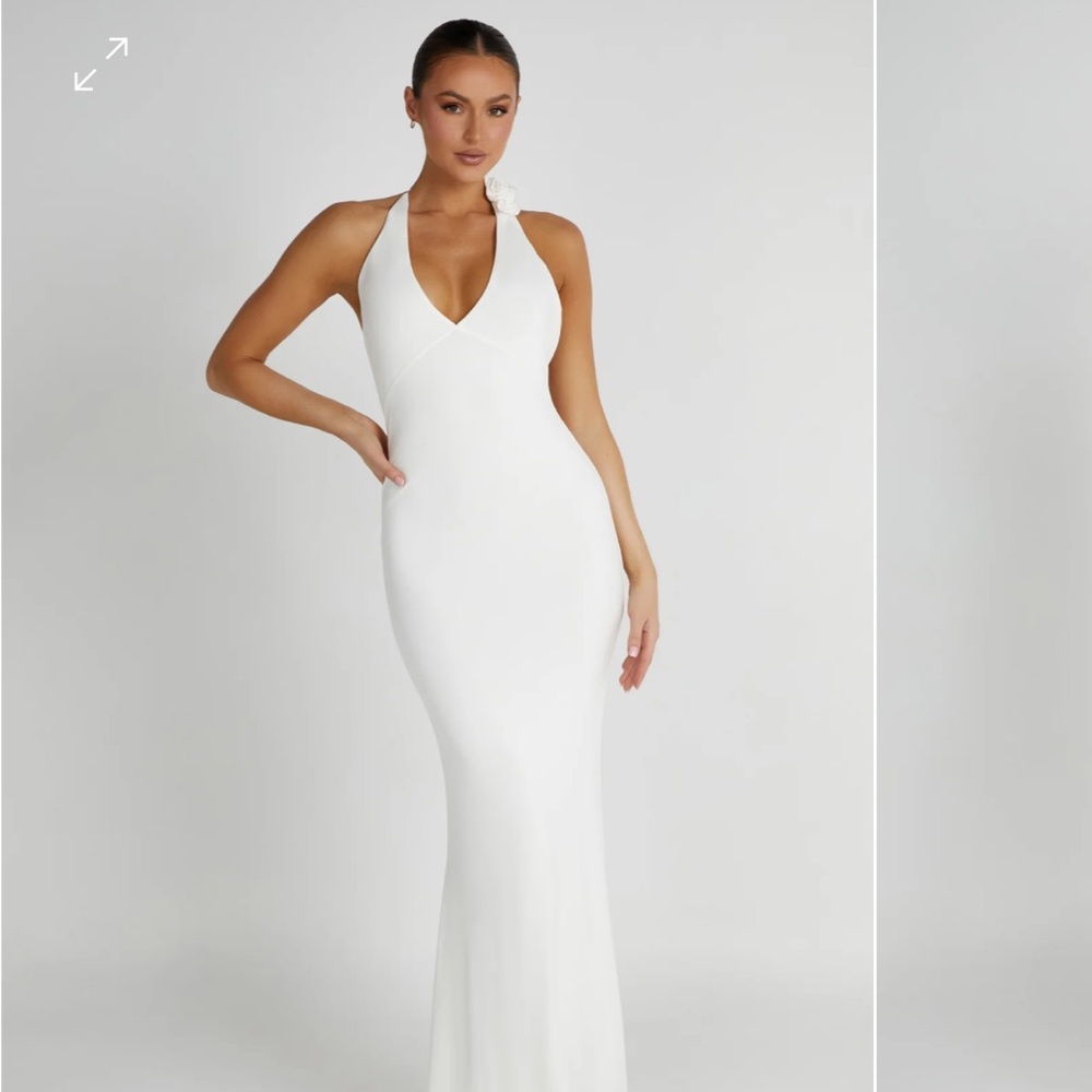 Meshki Marion Rose Halter Maxi Dress - White